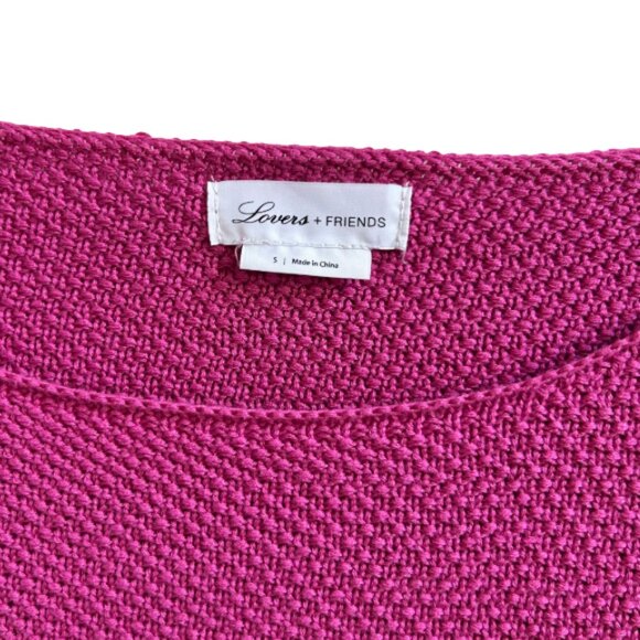 Lovers + Friends Magenta Balloon Sleeve Wide Neck Knit Crop Sweater Size S - Picture 2 of 7